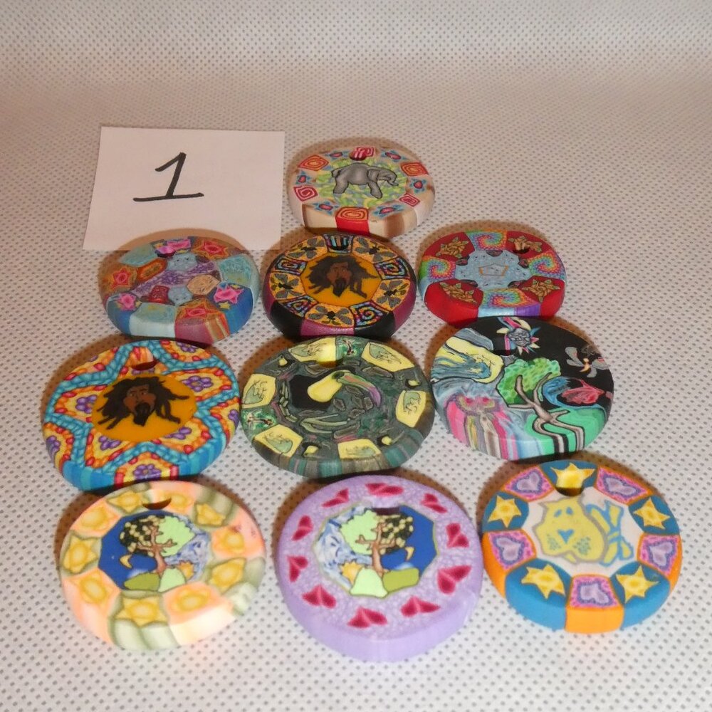 FIMO Clay Pendants Assorted Designs Pack of 10 - Picture 2 of 10